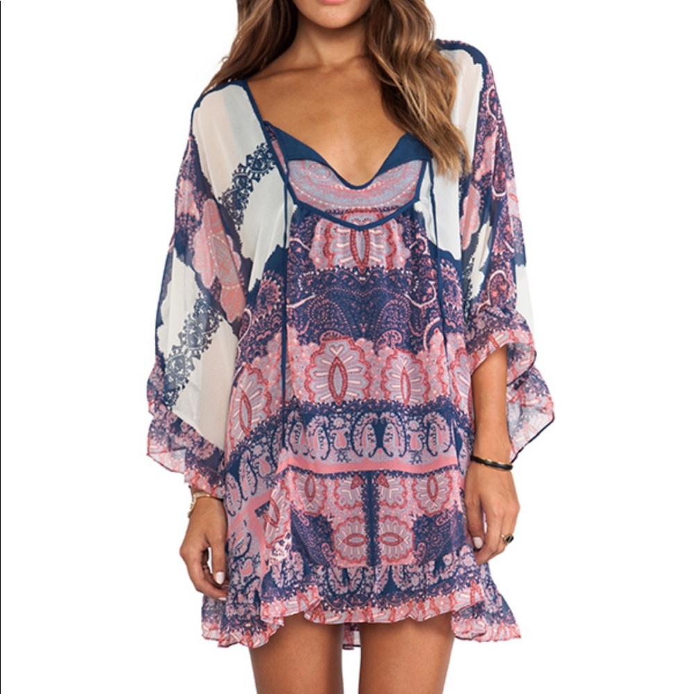 Free People Marla Dreams Dress in Navy Combo Boho